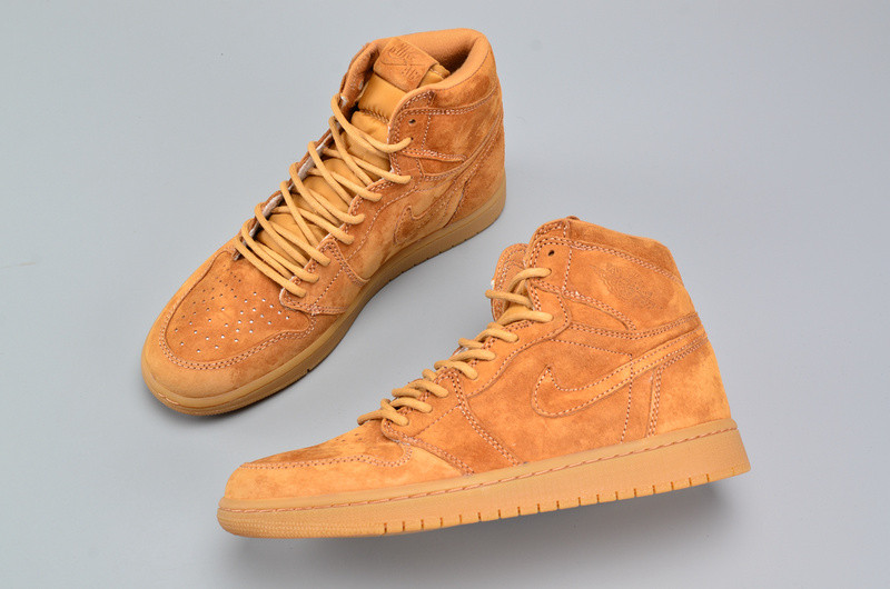 Air Jordan 1 Retro High OG “Wheat” Golden Harvest/Elemental Gold mens 555088-710