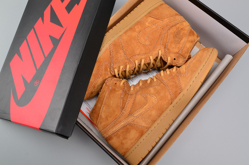 Air Jordan 1 Retro High OG “Wheat” Golden Harvest/Elemental Gold mens 555088-710