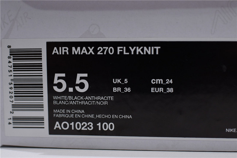 NIKE AIR MAX 270 FLYKNIT “WHITE/BLACK” AO1023-100